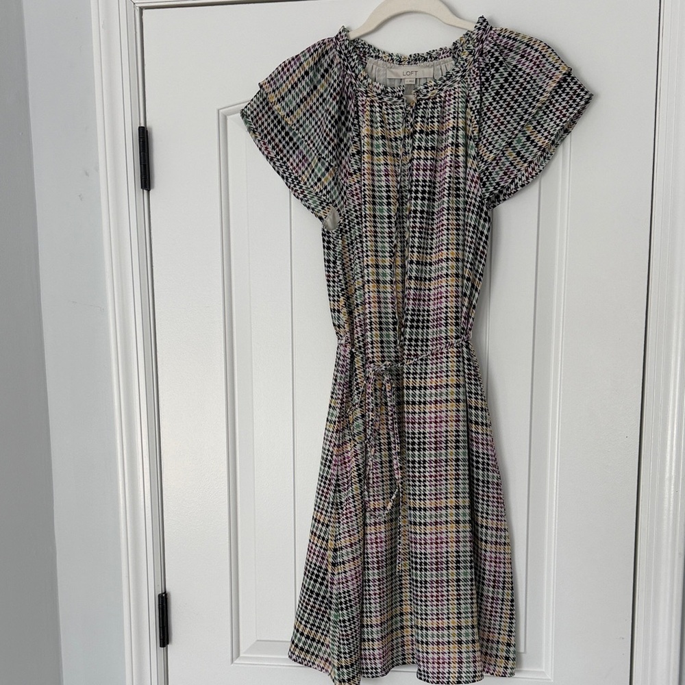 LOFT Colorful Houndstooth Dress